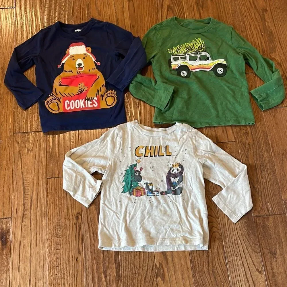 Boys 4-5t long sleeve shirt bundle Christmas holiday theme